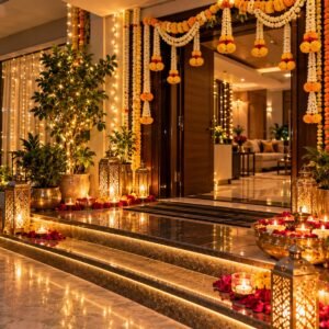 Diwali fairy light entrance decoration