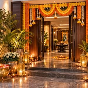 Marigold toran entrance decoration for Diwali